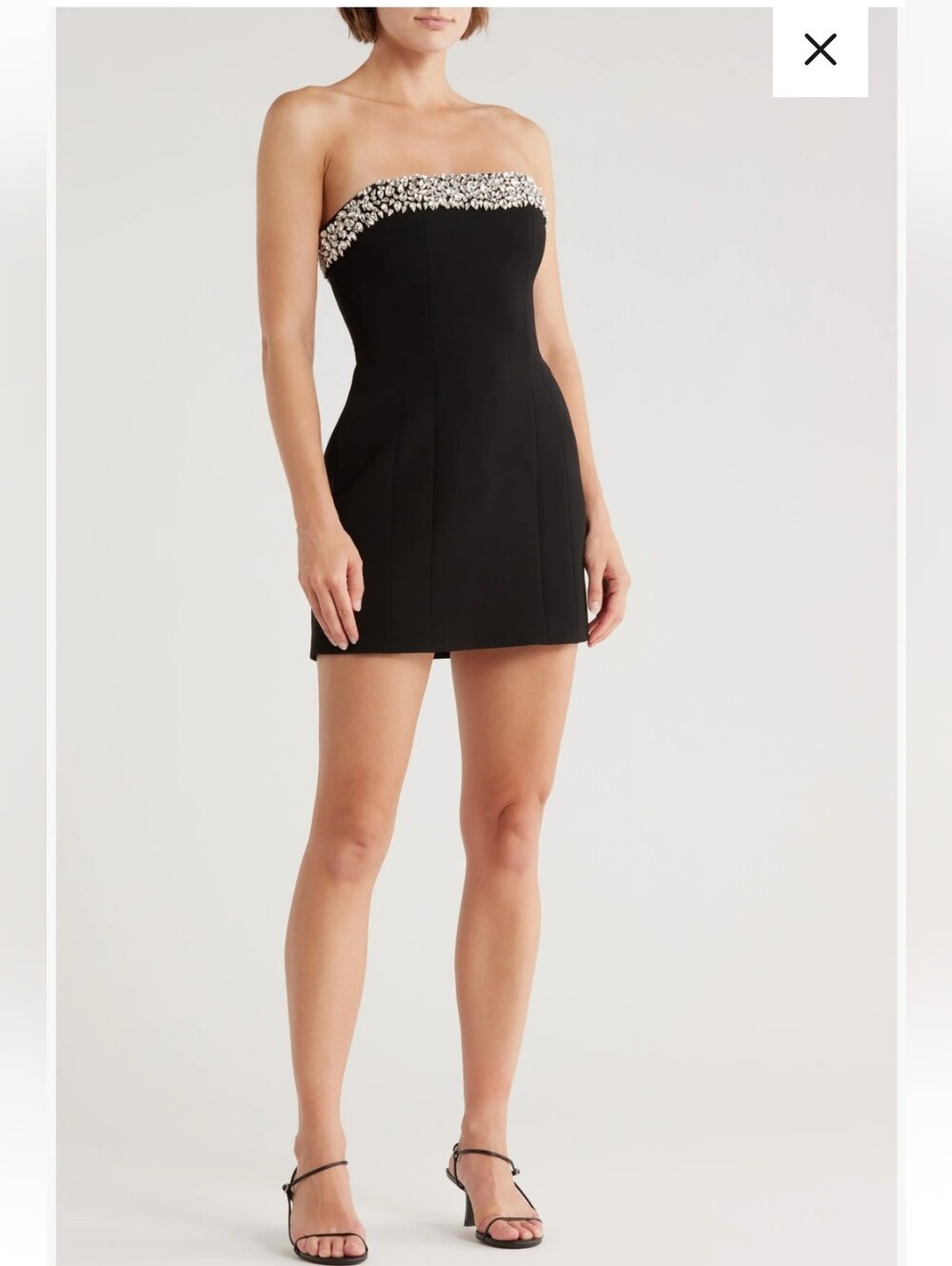 New No Tag.. Elsie Strapless Black Mini Dress with Beaded Crystal Trim.